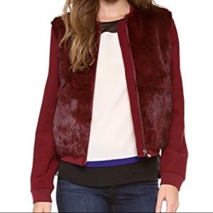 DVF Carrington Red Rabbit Fur Blazer